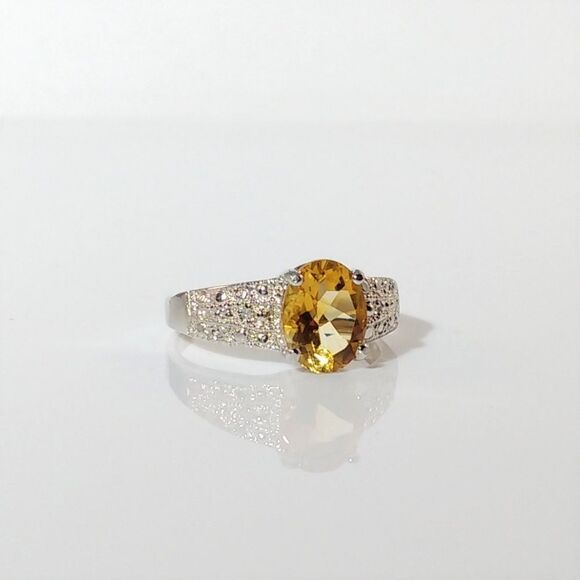 Citrine Ring 1.7 Carats Sterling Silver Size 7 - Picture 5 of 8